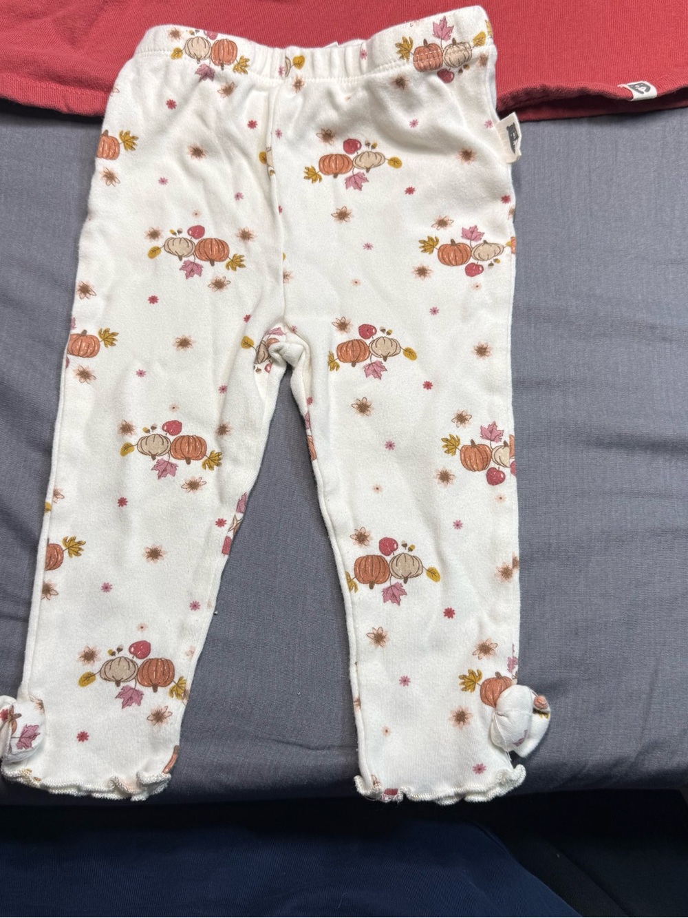 Toddler Pumpkin Ruffle Tunic & Floral Leggings Set - Red and Cream - Picture 2 of 6